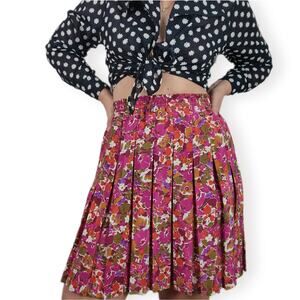 70s Pink Flower Power Skirt 6 (S-M)